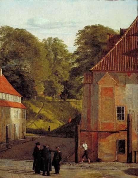 Christen Kobke A View of the Square in the Kastel Looking Towards the Ramparts oil painting image